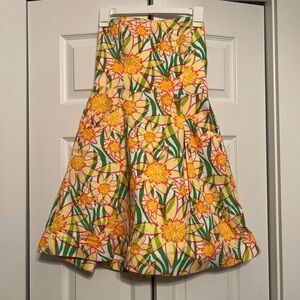 Lilly Pulitzer Strapless Dress Daffodils - Size 4
